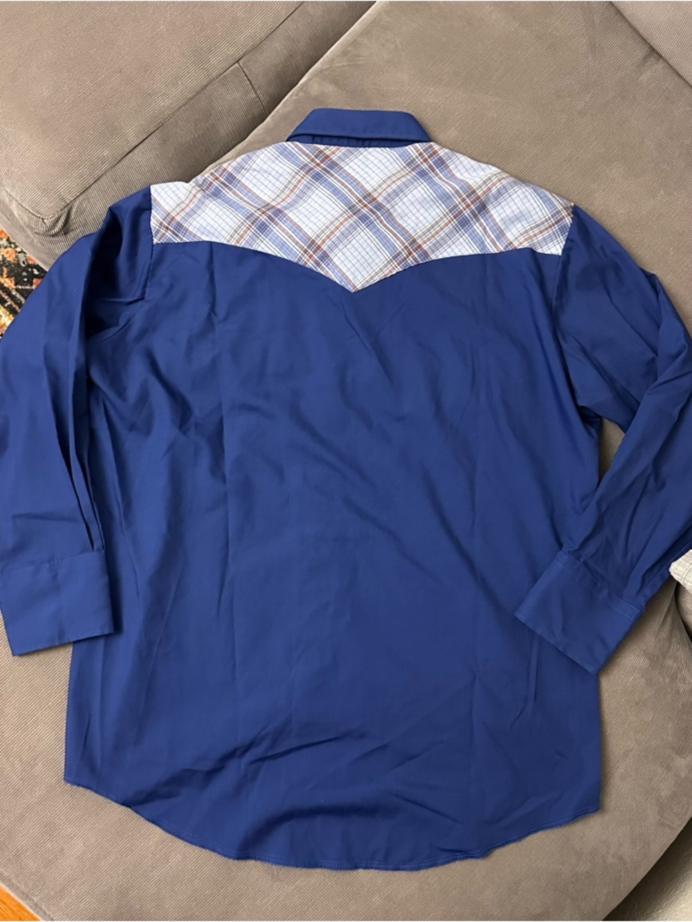 Vintage Chute #1 Western Pearl Snap Shirt Blue Plaid Yoke Cowboy Mens 17 32 - Picture 7 of 9